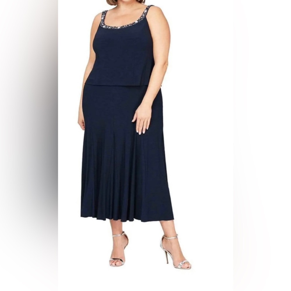 NWT Alex Evenings - 435372 Plus Size Sleeveless A-Line Dress 18W (No jacket)